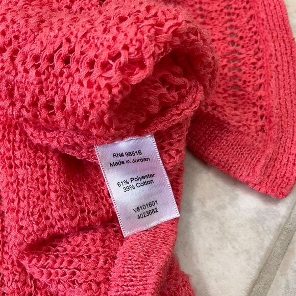 Coldwater Creek Open Front Cardigan Sweater women’s size L coral office travel - Picture 9 of 11